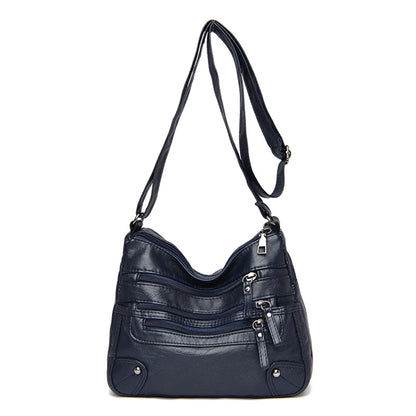 Casual Many Pockets High Quality PU Leather Women Shoulder Bags Luxury Handbags Women Simple Crossbody Bags Designer Sac A Main