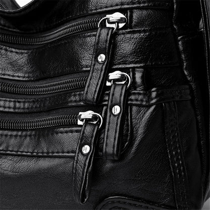Casual Many Pockets High Quality PU Leather Women Shoulder Bags Luxury Handbags Women Simple Crossbody Bags Designer Sac A Main