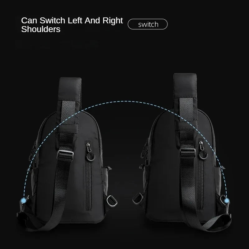 Casual Men Chest Bag New Solid Business Outdoor High Quality Shoulder Bag Oxford Waterproof Multilayer Fashionable Small Satche