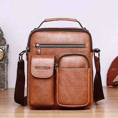 Casual Men Leather Shoulder Vintage Crossbody s Vertical Tote Man Handbag High Capacity Male Messenger Bags
