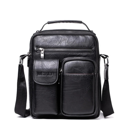 Casual Men Leather Shoulder Vintage Crossbody s Vertical Tote Man Handbag High Capacity Male Messenger Bags