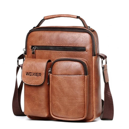 Casual Men Leather Shoulder Vintage Crossbody s Vertical Tote Man Handbag High Capacity Male Messenger Bags