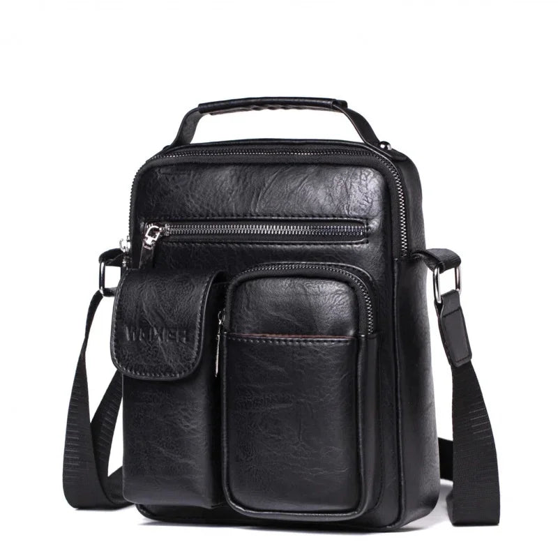 Casual Men Leather Shoulder Vintage Crossbody s Vertical Tote Man Handbag High Capacity Male Messenger Bags