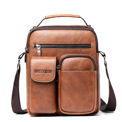Casual Men Leather Shoulder Vintage Crossbody s Vertical Tote Man Handbag High Capacity Male Messenger Bags