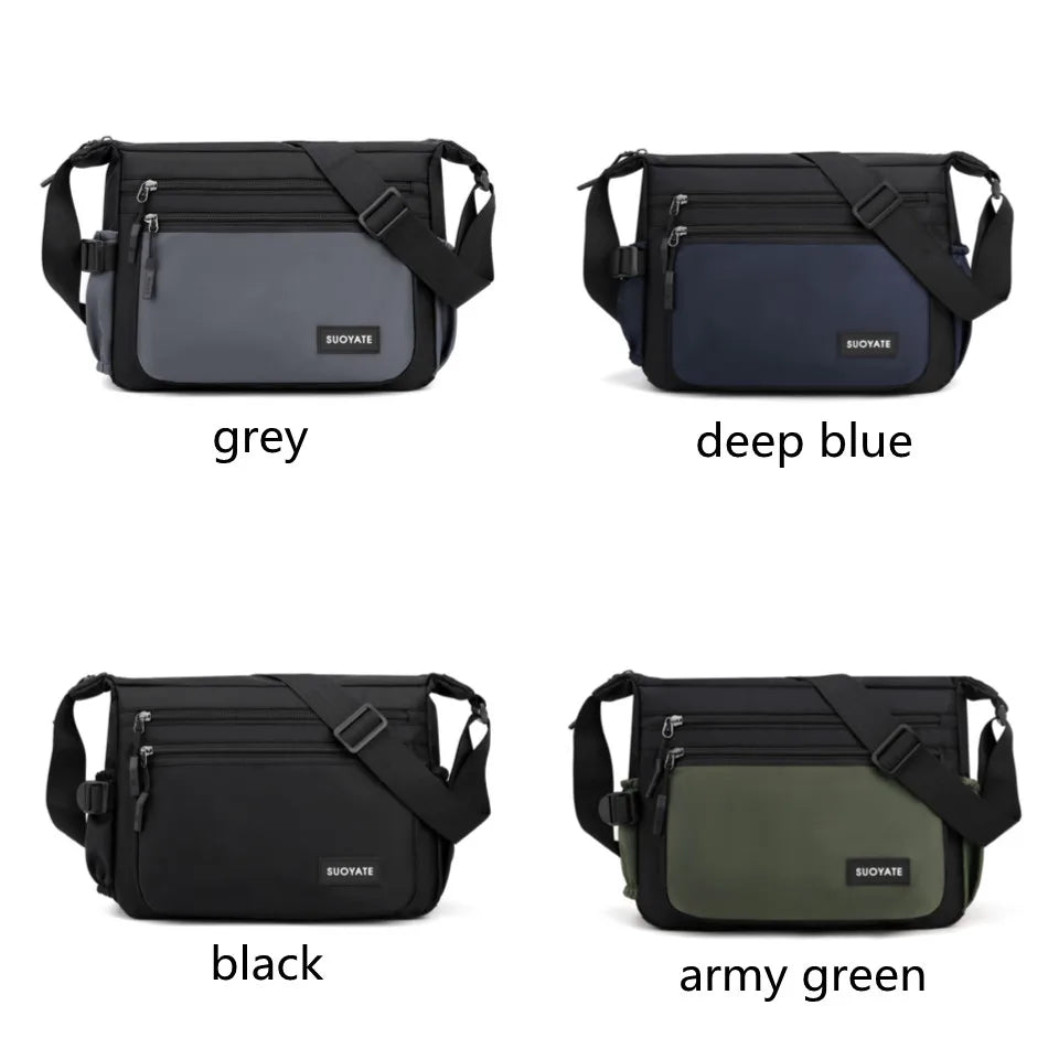 Casual Men's Crossbody Bags Shoulder Bag Water-resistent Oxford Travel Messenger Bags Zipper Belt Tote Male