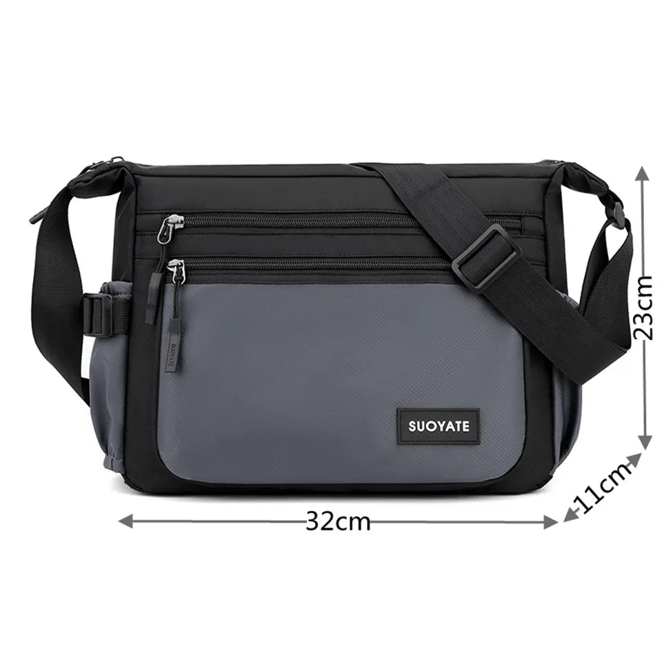 Casual Men's Crossbody Bags Shoulder Bag Water-resistent Oxford Travel Messenger Bags Zipper Belt Tote Male