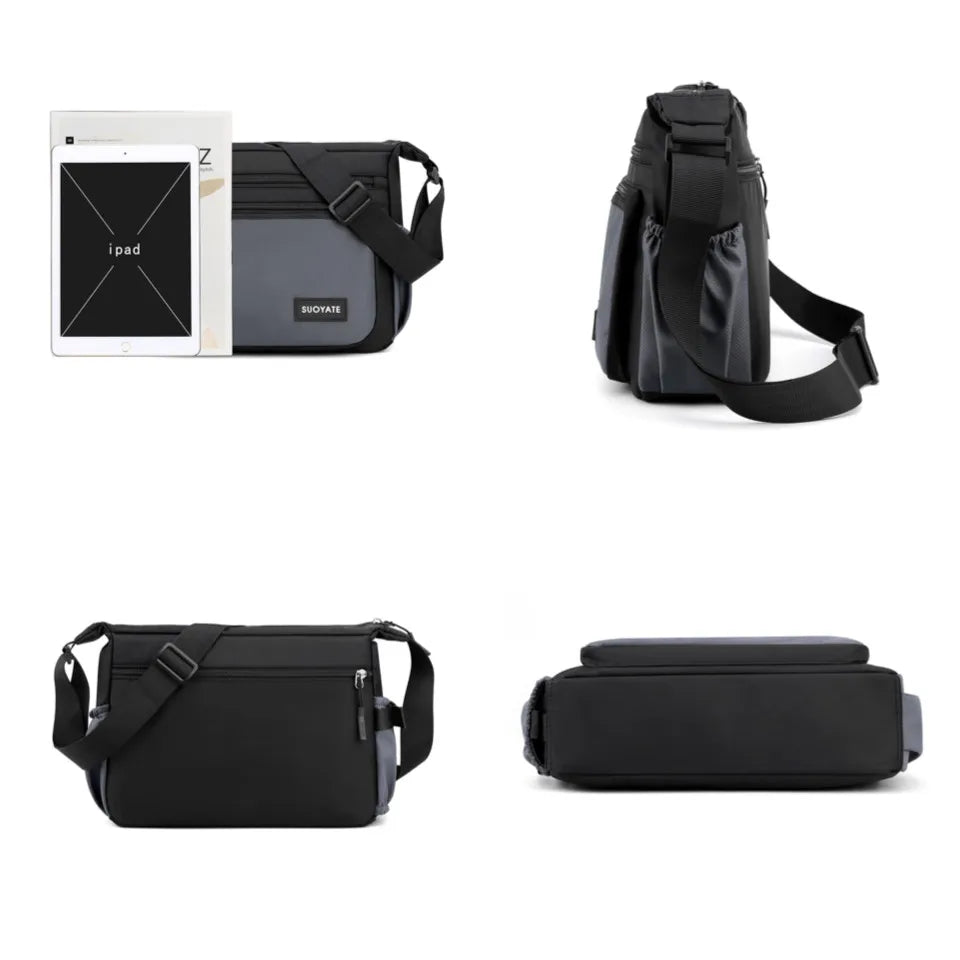 Casual Men's Crossbody Bags Shoulder Bag Water-resistent Oxford Travel Messenger Bags Zipper Belt Tote Male
