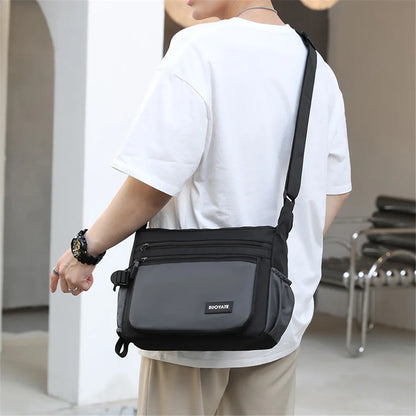Casual Men's Crossbody Bags Shoulder Bag Water-resistent Oxford Travel Messenger Bags Zipper Belt Tote Male