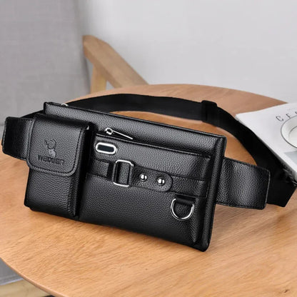 Casual Men's Leather Chest Multifunctional Crossbody Messenger For Men Luxury Pack Waterproof Waist Phone Bag