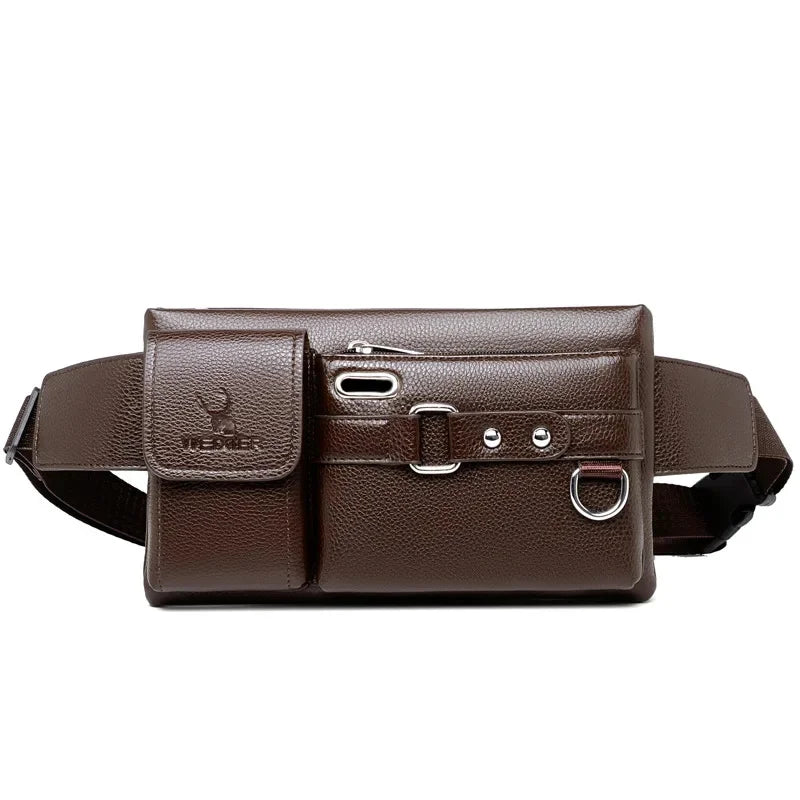 Casual Men's Leather Chest Multifunctional Crossbody Messenger For Men Luxury Pack Waterproof Waist Phone Bag
