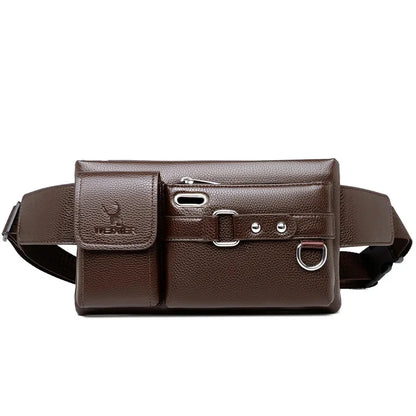 Casual Men's Leather Chest Multifunctional Crossbody Messenger For Men Luxury Pack Waterproof Waist Phone Bag