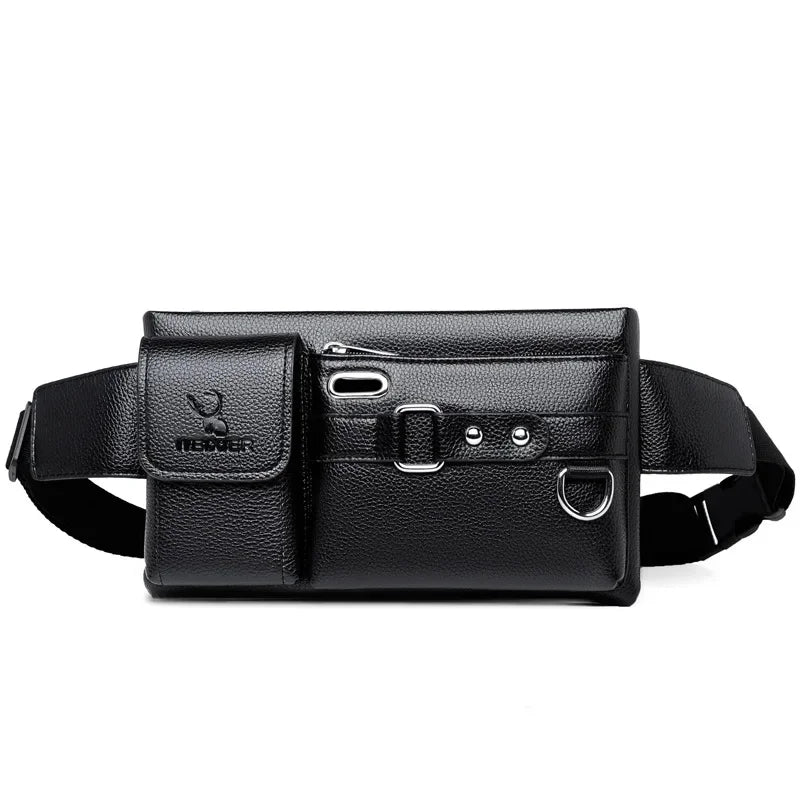 Casual Men's Leather Chest Multifunctional Crossbody Messenger For Men Luxury Pack Waterproof Waist Phone Bag