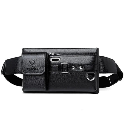 Casual Men's Leather Chest Multifunctional Crossbody Messenger For Men Luxury Pack Waterproof Waist Phone Bag