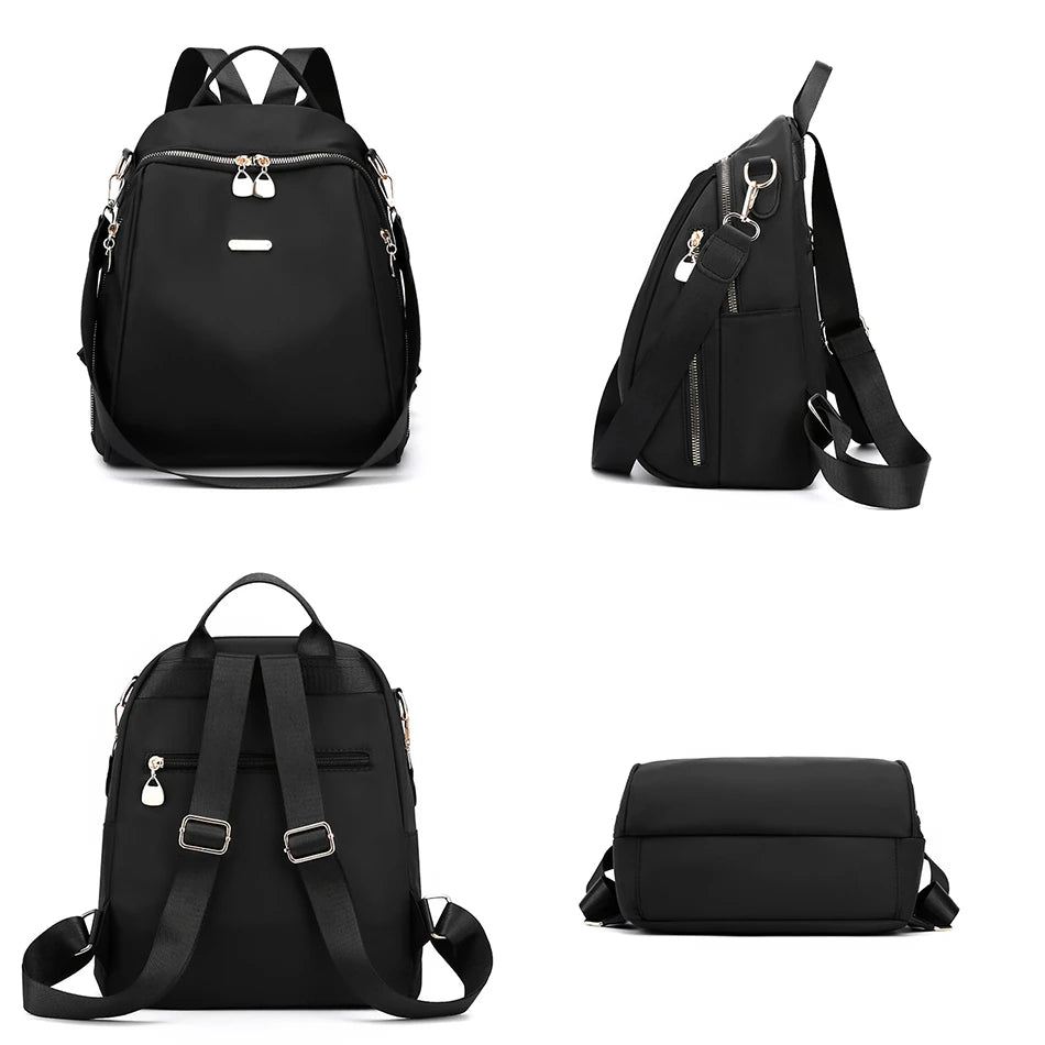 Casual Multifunctional Anti-Theft Women's Backpack Fashion Nylon Elephant Tree Printed Large Capacity Travel Shoulder Bag Sac