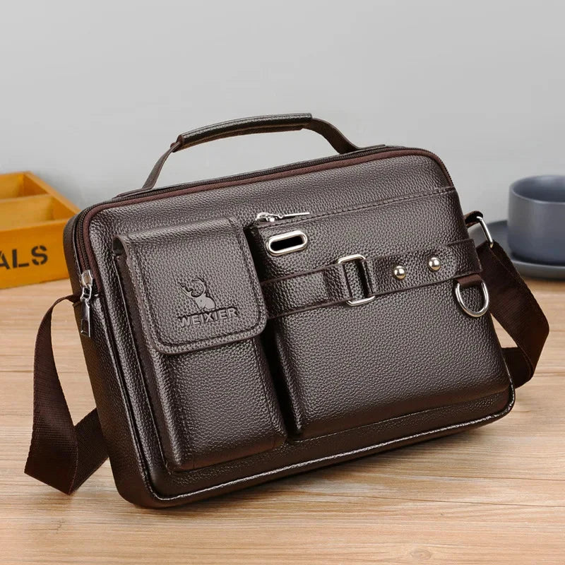 Casual PU Leather Shoulder s Men Briefcase Handbags Laptop Men's Briefcases Office Business Tote Bag 2024