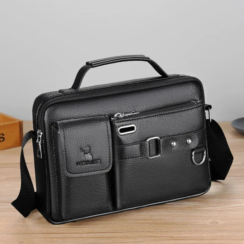 Casual PU Leather Shoulder s Men Briefcase Handbags Laptop Men's Briefcases Office Business Tote Bag 2024