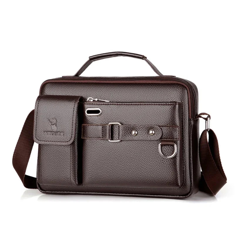 Casual PU Leather Shoulder s Men Briefcase Handbags Laptop Men's Briefcases Office Business Tote Bag 2024