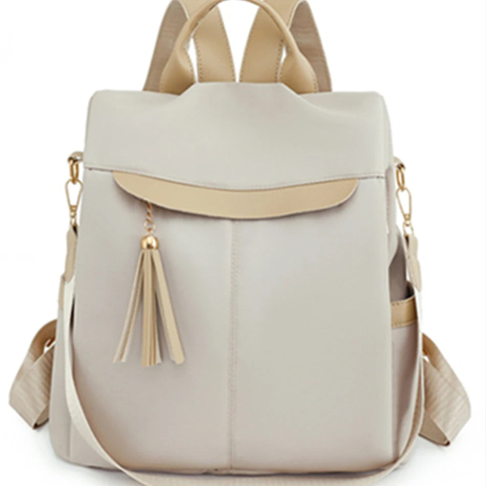 Casual Simple Style Women Multifunctional Anti-theft Backpack Large Capacity  Nylon Shoulder Bag Travel Knapsack School Bookbag