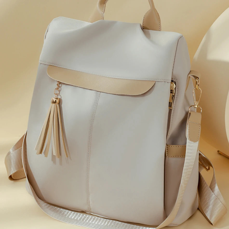 Casual Simple Style Women Multifunctional Anti-theft Backpack Large Capacity  Nylon Shoulder Bag Travel Knapsack School Bookbag