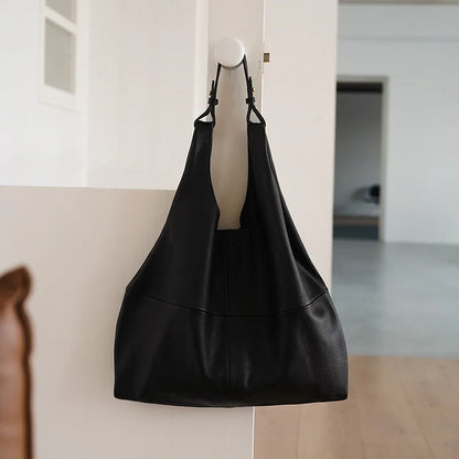 Casual Soft Genuine Leather Shoulder Bags Large Capacity Commuter Tote Female Handbags Fashion All-match Solid Bolsos Mujer