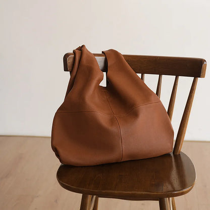 Casual Soft Genuine Leather Shoulder Bags Large Capacity Commuter Tote Female Handbags Fashion All-match Solid Bolsos Mujer