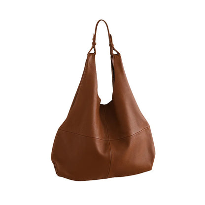 Casual Soft Genuine Leather Shoulder Bags Large Capacity Commuter Tote Female Handbags Fashion All-match Solid Bolsos Mujer