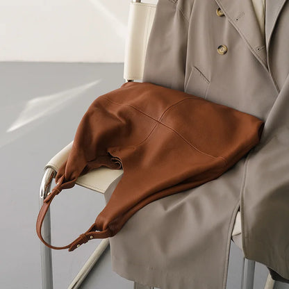 Casual Soft Genuine Leather Shoulder Bags Large Capacity Commuter Tote Female Handbags Fashion All-match Solid Bolsos Mujer