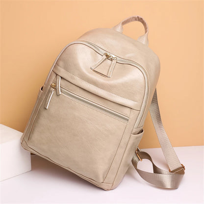 Casual Solid Color Backpacks Lagre Capacity Rucksack Leather School Bags for Teenager Girls Travel Back Pack Book Ruck Sack Sac