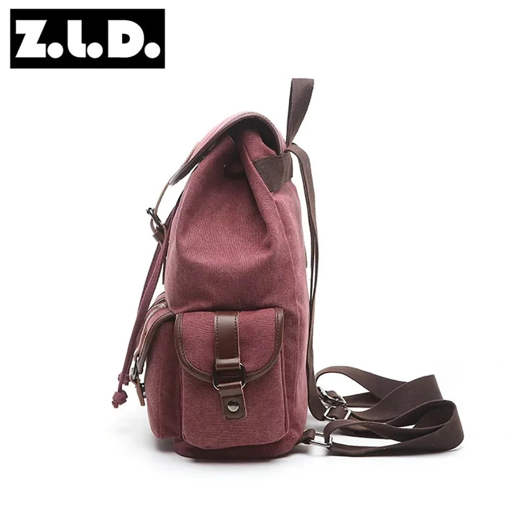 Casual Women Canvas Backpack Drawstring Bag Schoolbag for Teenagers Girls Bagpack Vintage Knapsack Mochila Bolso Travel Rucksack