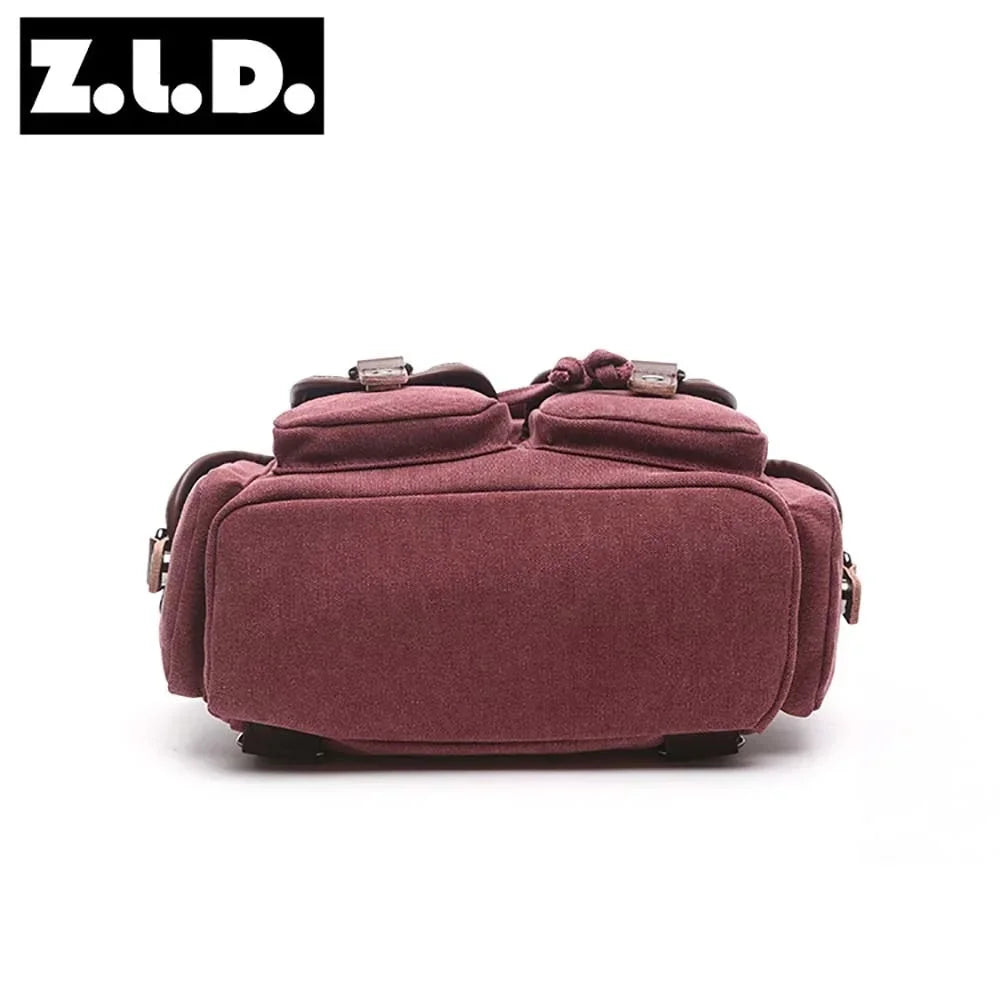Casual Women Canvas Backpack Drawstring Bag Schoolbag for Teenagers Girls Bagpack Vintage Knapsack Mochila Bolso Travel Rucksack
