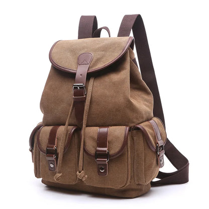 Casual Women Canvas Backpack Drawstring Bag Schoolbag for Teenagers Girls Bagpack Vintage Knapsack Mochila Bolso Travel Rucksack
