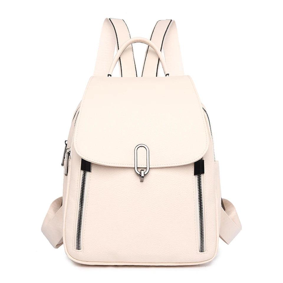 Casual Women Leather Backpack High Quality Bagpack Women School Bags for Teenage Girls Ladies Large Capacity Travel Backpacks