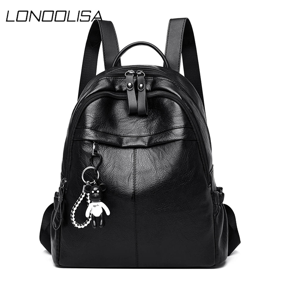 Casual Women Soft Leather Backpack Designer High Quality Solid Shoulder Bag for Women 2020 Backpacks for School Teenagers Girls