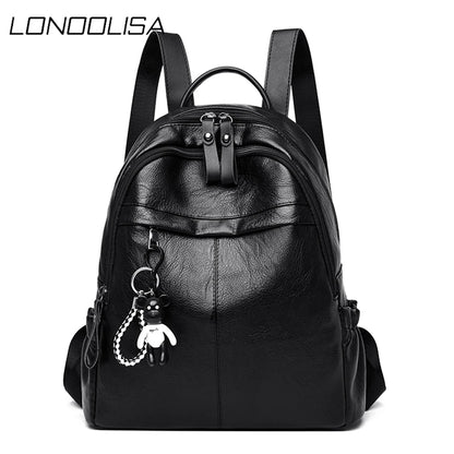 Casual Women Soft Leather Backpack Designer High Quality Solid Shoulder Bag for Women 2020 Backpacks for School Teenagers Girls
