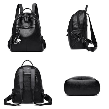 Casual Women Soft Leather Backpack Designer High Quality Solid Shoulder Bag for Women 2020 Backpacks for School Teenagers Girls