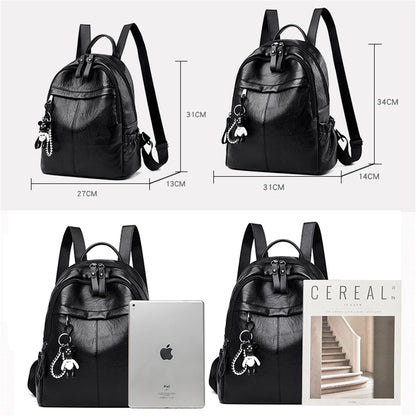 Casual Women Soft Leather Backpack Designer High Quality Solid Shoulder Bag for Women 2020 Backpacks for School Teenagers Girls