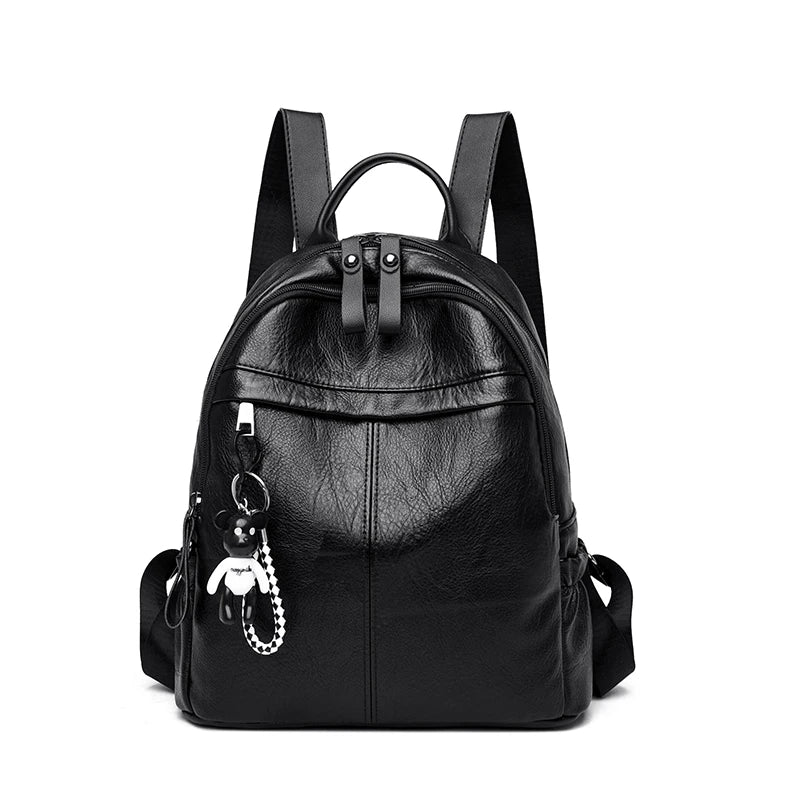 Casual Women Soft Leather Backpack Designer High Quality Solid Shoulder Bag for Women 2020 Backpacks for School Teenagers Girls