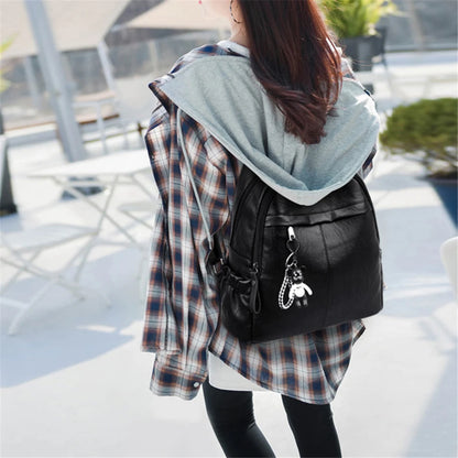 Casual Women Soft Leather Backpack Designer High Quality Solid Shoulder Bag for Women 2020 Backpacks for School Teenagers Girls