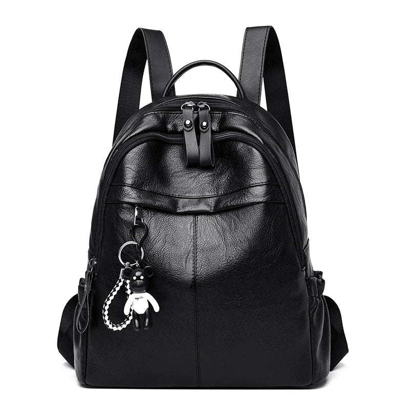 Casual Women Soft Leather Backpack Designer High Quality Solid Shoulder Bag for Women 2020 Backpacks for School Teenagers Girls
