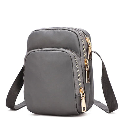 Casual Women Zipper Mini Mobile Phone Shoulder Bags Nylon Small Flap Bag Lady Female Multifunction Handbag Purse Messenger Bags