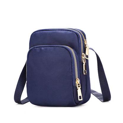 Casual Women Zipper Mini Mobile Phone Shoulder Bags Nylon Small Flap Bag Lady Female Multifunction Handbag Purse Messenger Bags