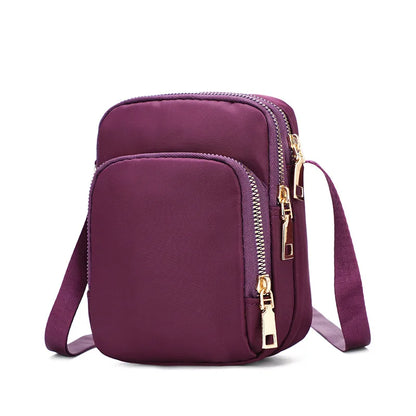 Casual Women Zipper Mini Mobile Phone Shoulder Bags Nylon Small Flap Bag Lady Female Multifunction Handbag Purse Messenger Bags