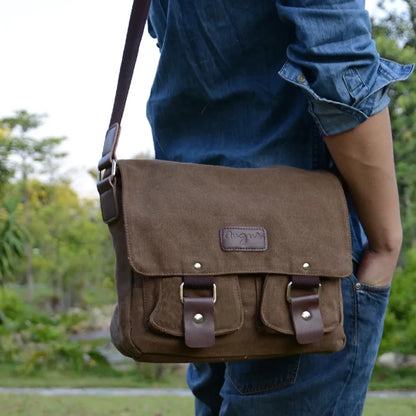 Casual canvas bag vintage bag men's shoulder bag horizontal men's and women's cross-body bag