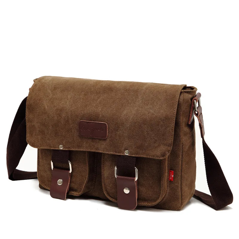 Casual canvas bag vintage bag men's shoulder bag horizontal men's and women's cross-body bag