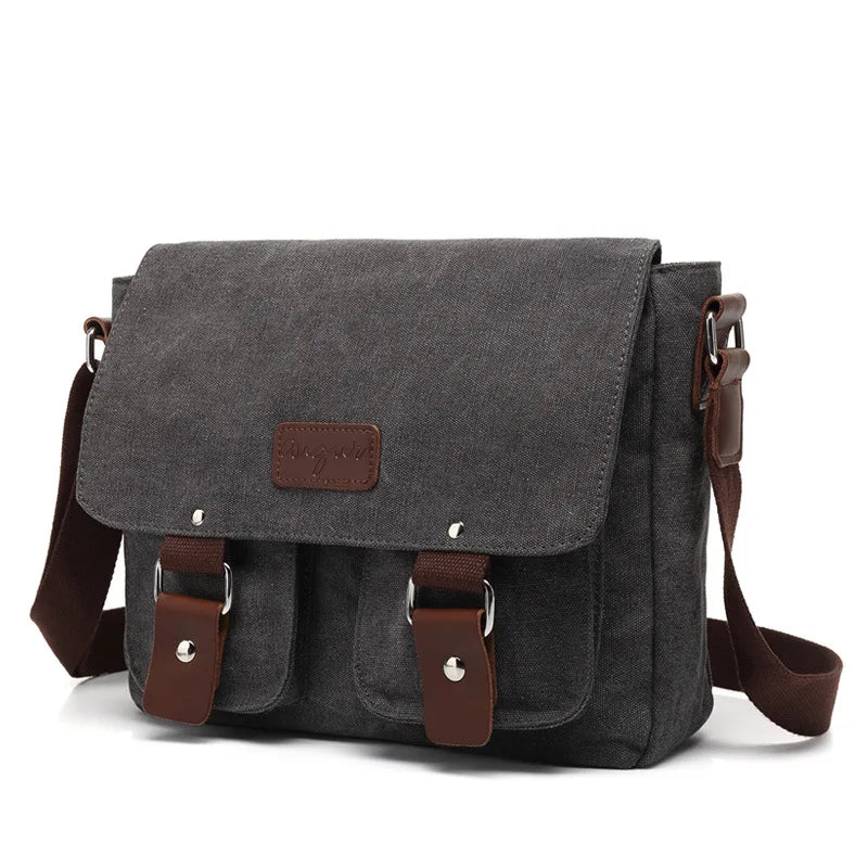 Casual canvas bag vintage bag men's shoulder bag horizontal men's and women's cross-body bag