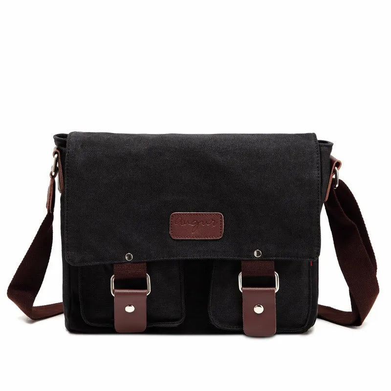 Casual canvas bag vintage bag men's shoulder bag horizontal men's and women's cross-body bag