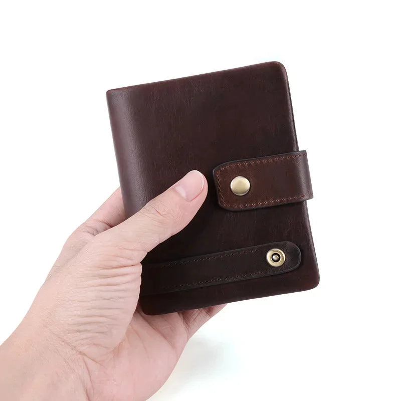 Casual fashion leather rfid anti-theft men multi-card short style hand purse small men's wallet