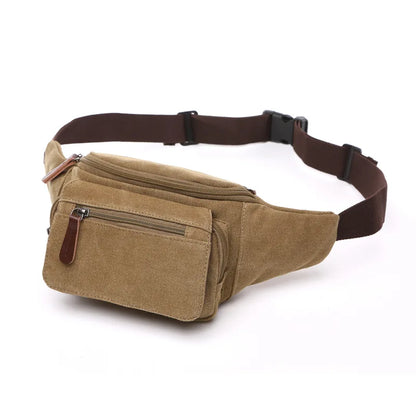 Casual waist bag cotton canvas men's outdoor sports running cycling diagonal bag/compartment cell phone waist bag Patchwork