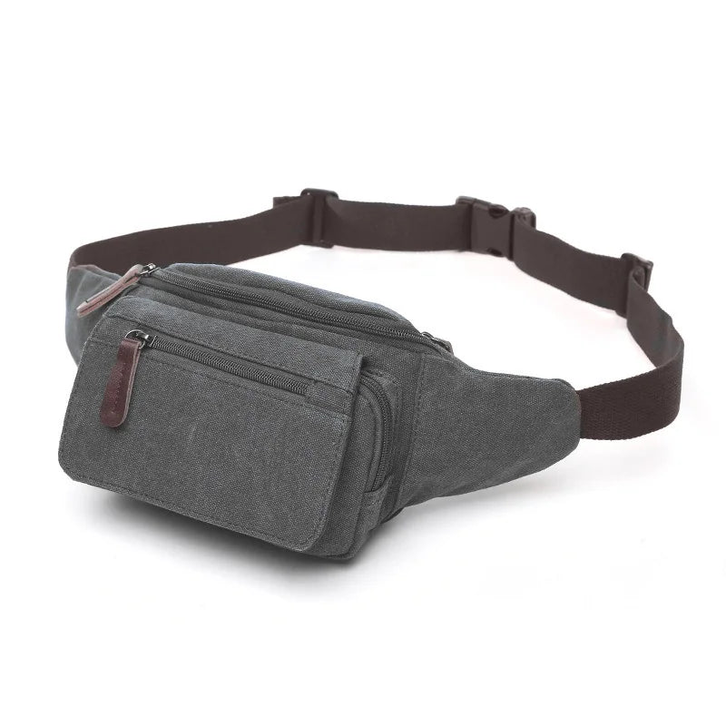 Casual waist bag cotton canvas men's outdoor sports running cycling diagonal bag/compartment cell phone waist bag Patchwork