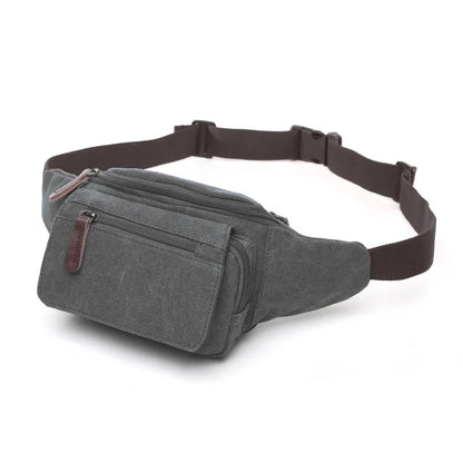 Casual waist bag cotton canvas men's outdoor sports running cycling diagonal bag/compartment cell phone waist bag Patchwork
